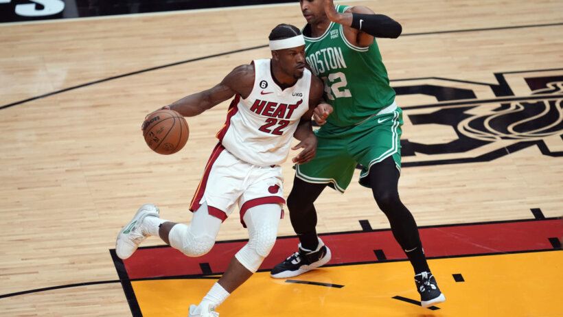 Jimmy Butler vs the Bostin Celtics.
