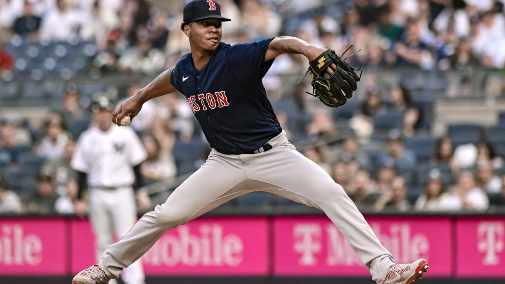 Brayan Bello throws pitch