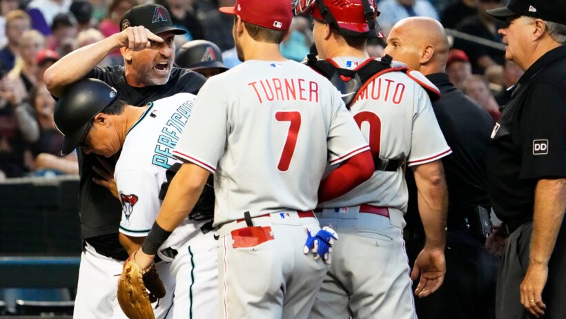 Arizona Diamondbacks manager Torey Lovullo getting ejected in a game against the Philadelphia Phillies