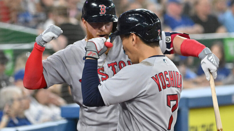 Boston Red Sox Masataka Yoshida and Justin Turner against the Toronto Blue Jays
