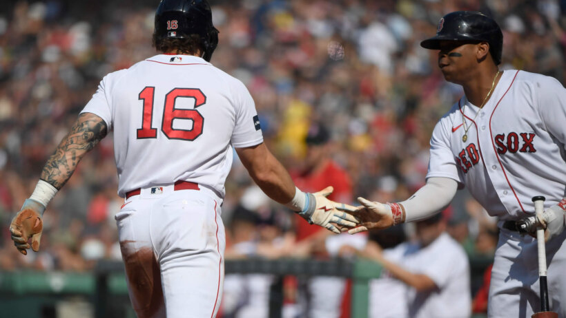 Boston Red Sox run celebration.