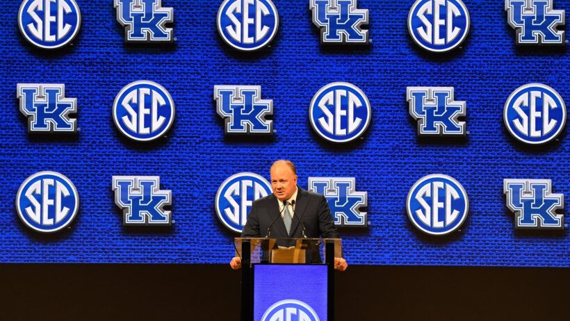 Kentucky Wildcats head coach speaking at the SEC media day.