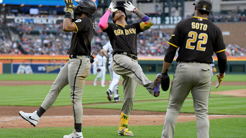 Diego Padres' Manny Machado and Fernando Tatis Jr.. Padres vs Tigers