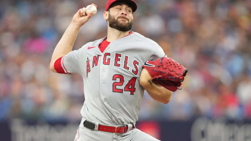 New Los Angeles Angels pitcher Lucas Giolito.