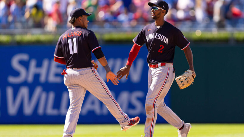 Minnesota Twins players celebrating a victory