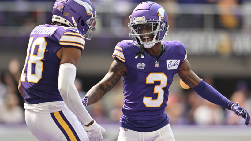 Vikings WRs Justin Jefferson and Jordan Addison.