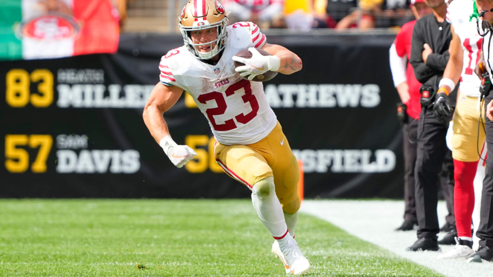 San Francisco 49ers running back Christian McCaffrey (23).