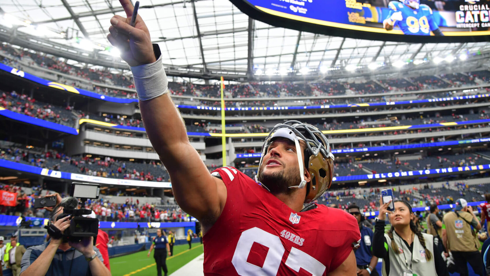 49ers star pass rusher Nick Bosa.