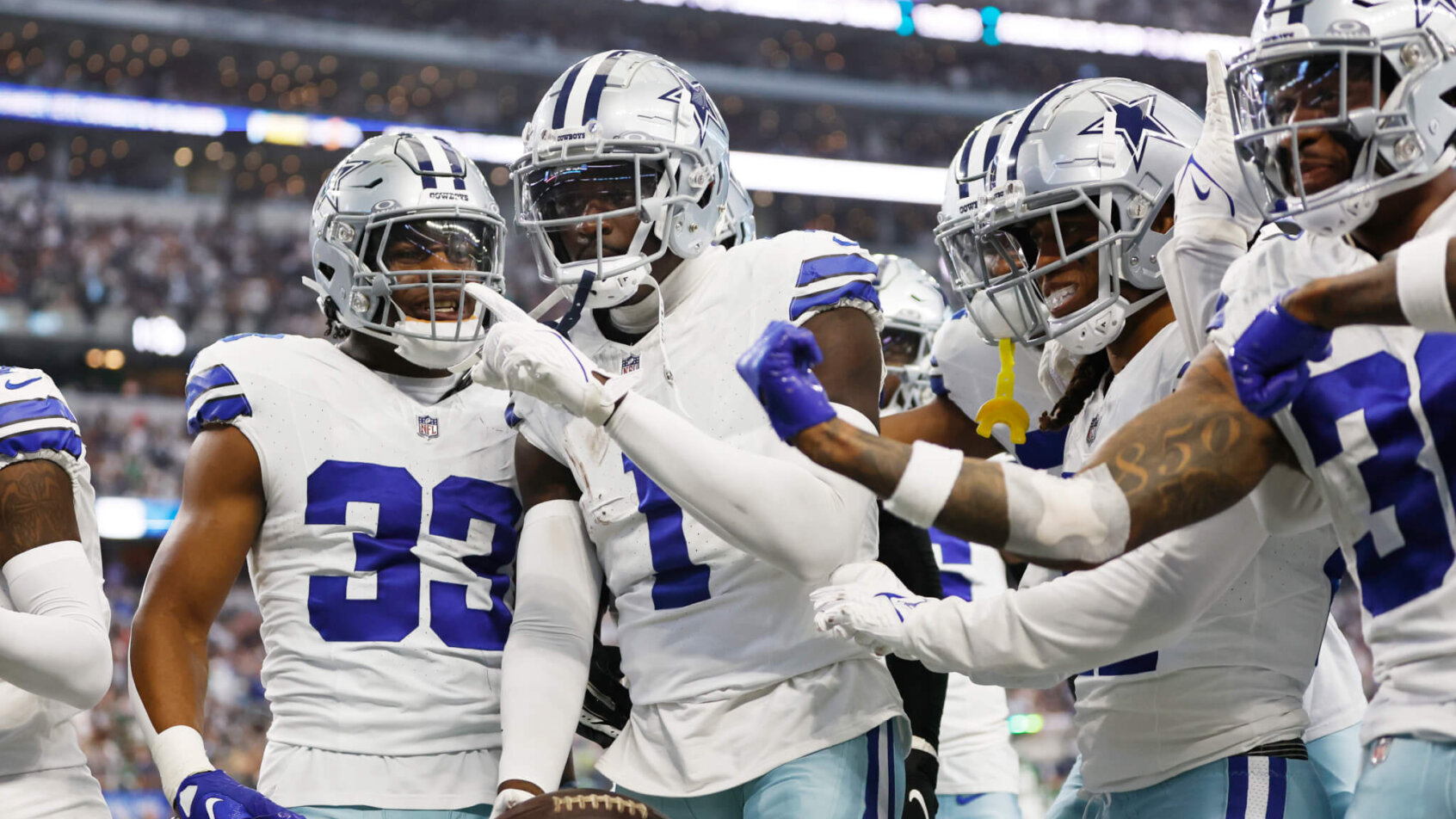 Dallas Cowboys safety Jayron Kearse (1) celebrates making an interception