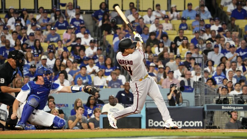 Arizona Diamondbacks Gabriel Moreno hitting a homer