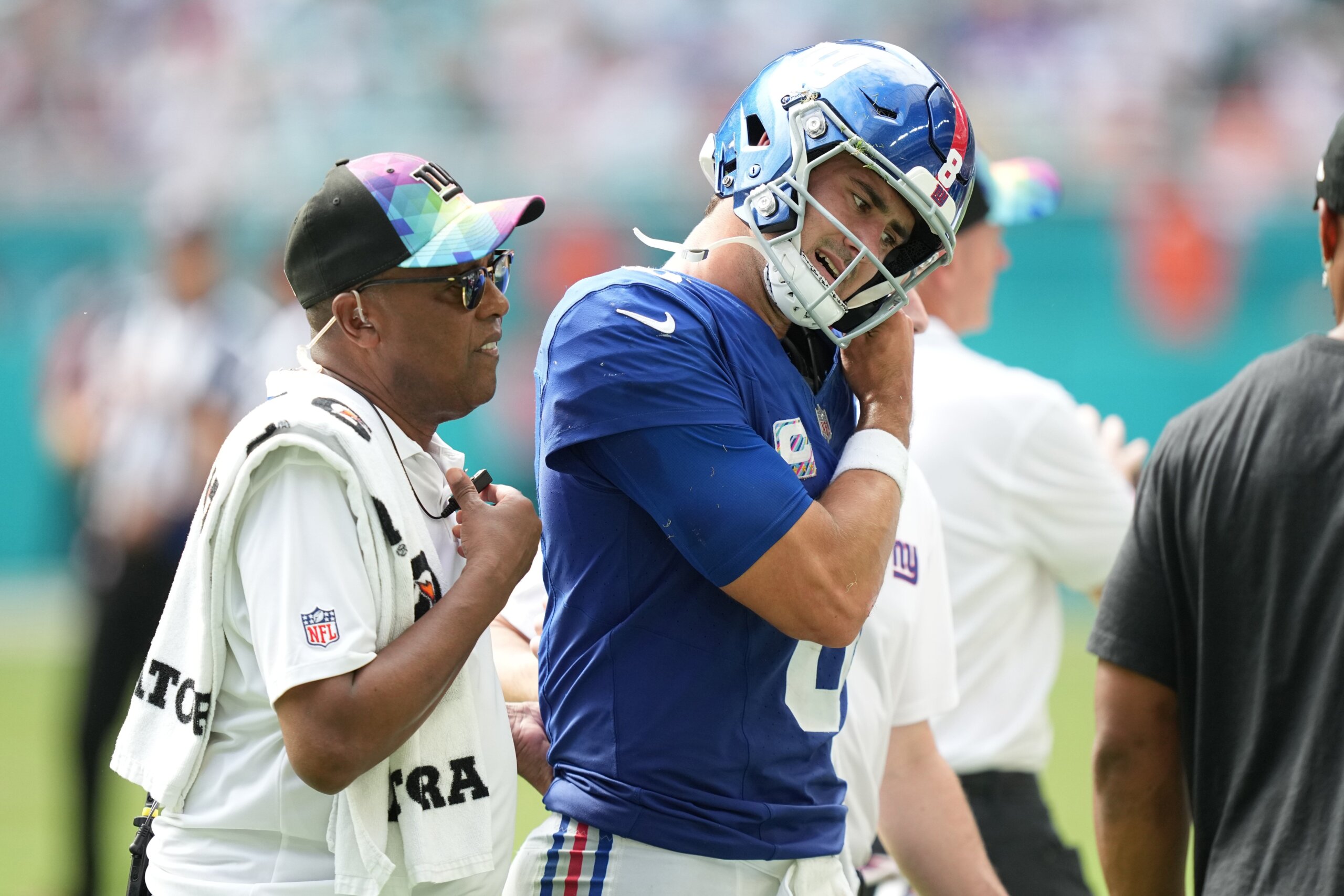 Giants QB Daniel Jones (neck) is out for their SNF game vs the Bills.