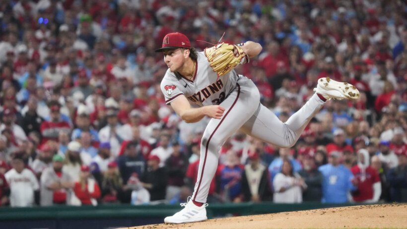 Arizona Diamondbacks starting pitcher Brandon Pfaadt delivers to home plate
