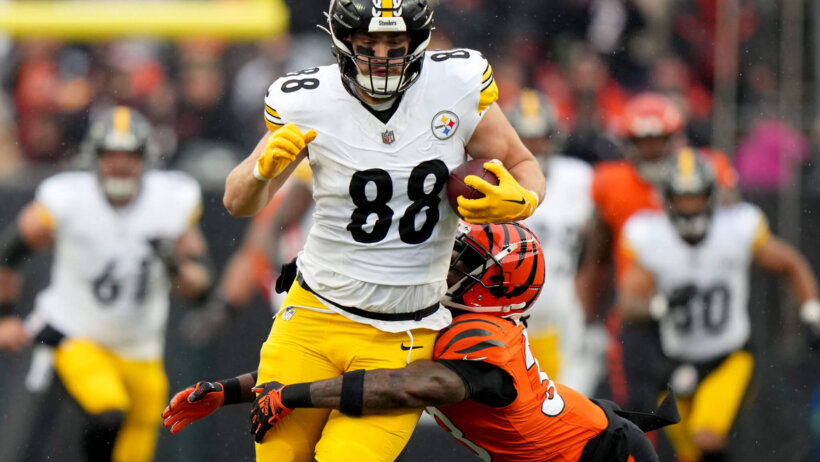 In the Bengals vs Steelers player props, Pittsburgh TE Pat Freiermuth is set with a reception total of 2.5.