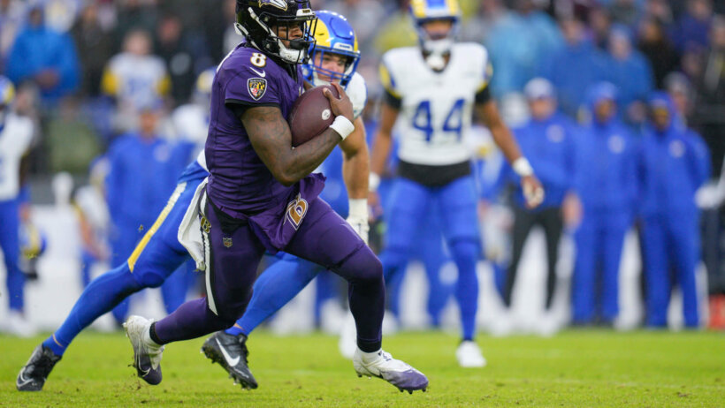 In the Ravens vs Jaguars NFL player props, the rushing yardage total for Baltimore QB Lamar Jackson is set at 48.5.