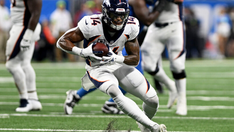 Denver WR Courtland Sutton is +175 to score an anytime TD in the Patriots vs Broncos NFL player props for Week 16 SNF.