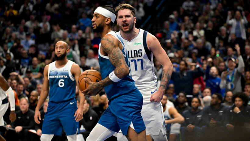 Dallas Mavericks guard Luka Doncic celebrates scoring a basket