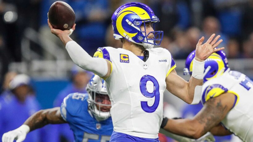 L.A. Rams quarterback Matthew Stafford throwing a pass