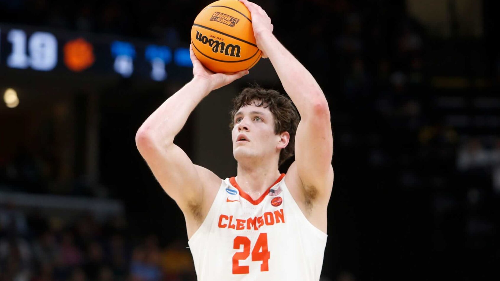Clemson's PJ Hall shoots a free throw