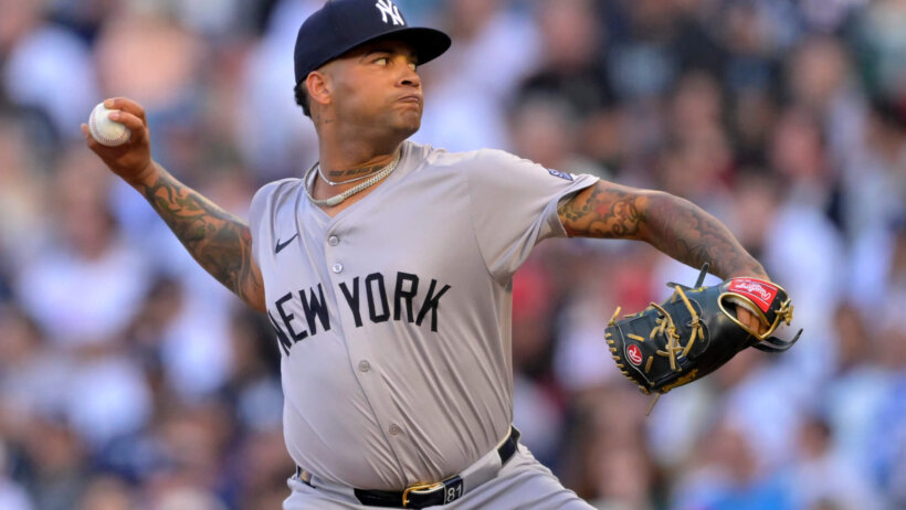 Luis Gil pitches for the Yankees during a recent game against the Angels.