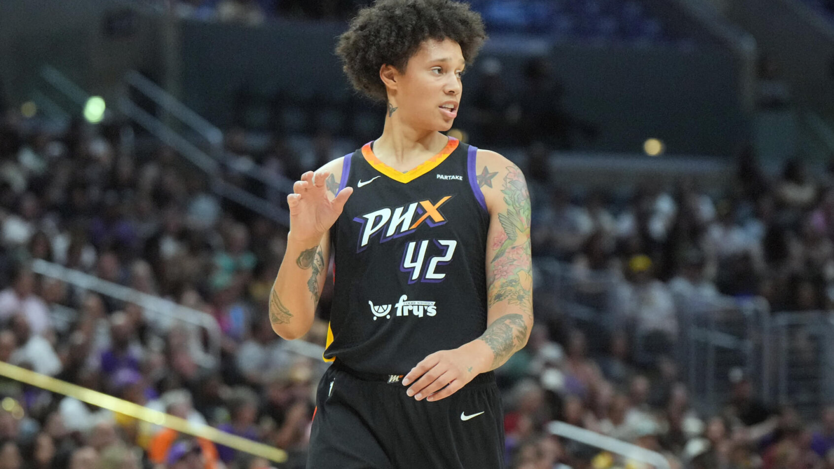 Phoenix Mercury center Brittney Griner on the court