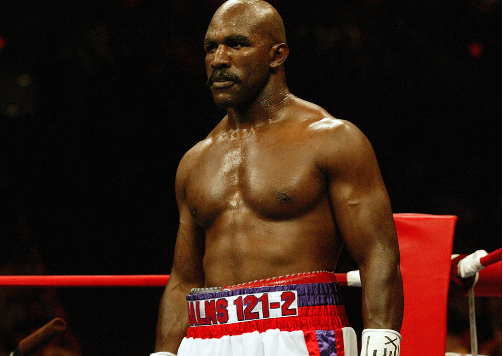 Evander Holyfield standing in his corner