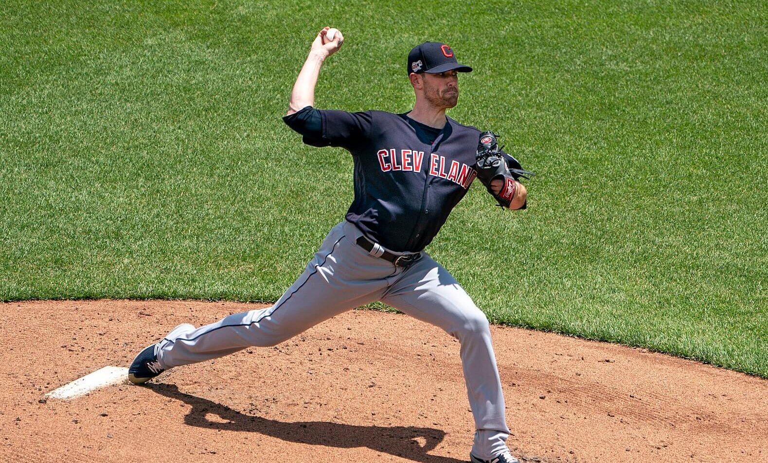 Cleveland Indians pitcher Shane Bieber on the mound