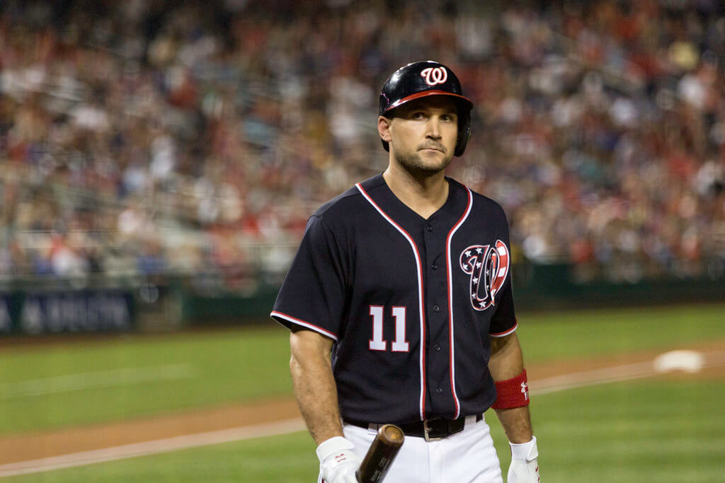 Washington Nationals 1B Ryan Zimmerman walking off the field