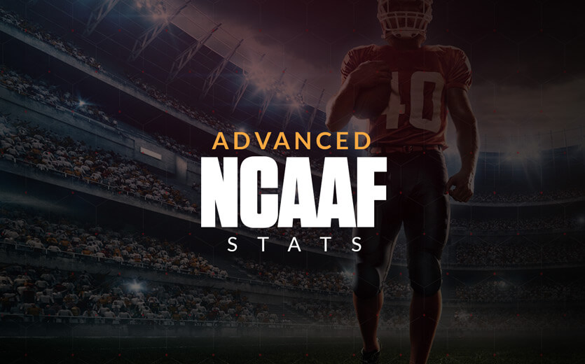 Advanced NCAAF stats text overlay on college football image