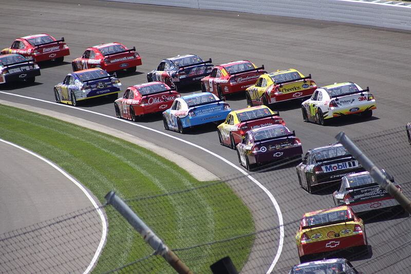 Shot of a NASCAR race at Indianapolis Motor Speedway