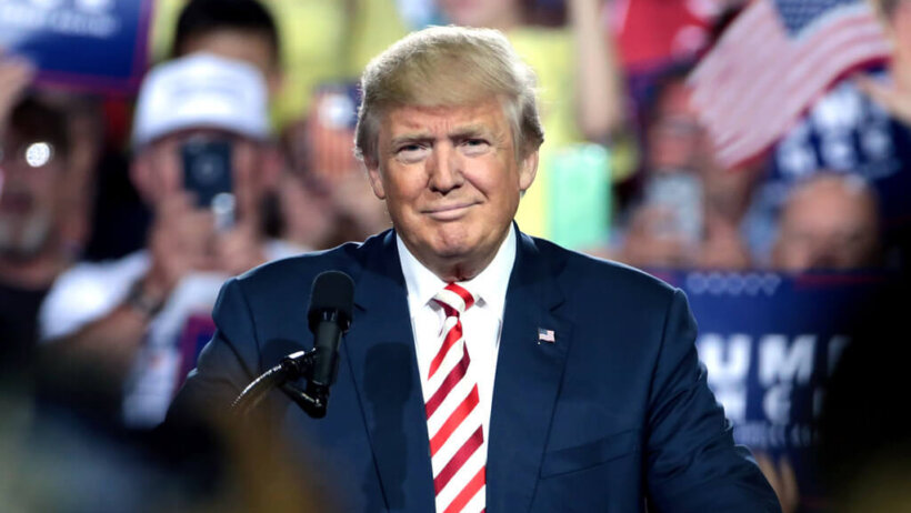 President Donald Trump giving a speech