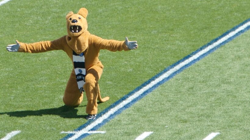 The Penn State mascot on the field.