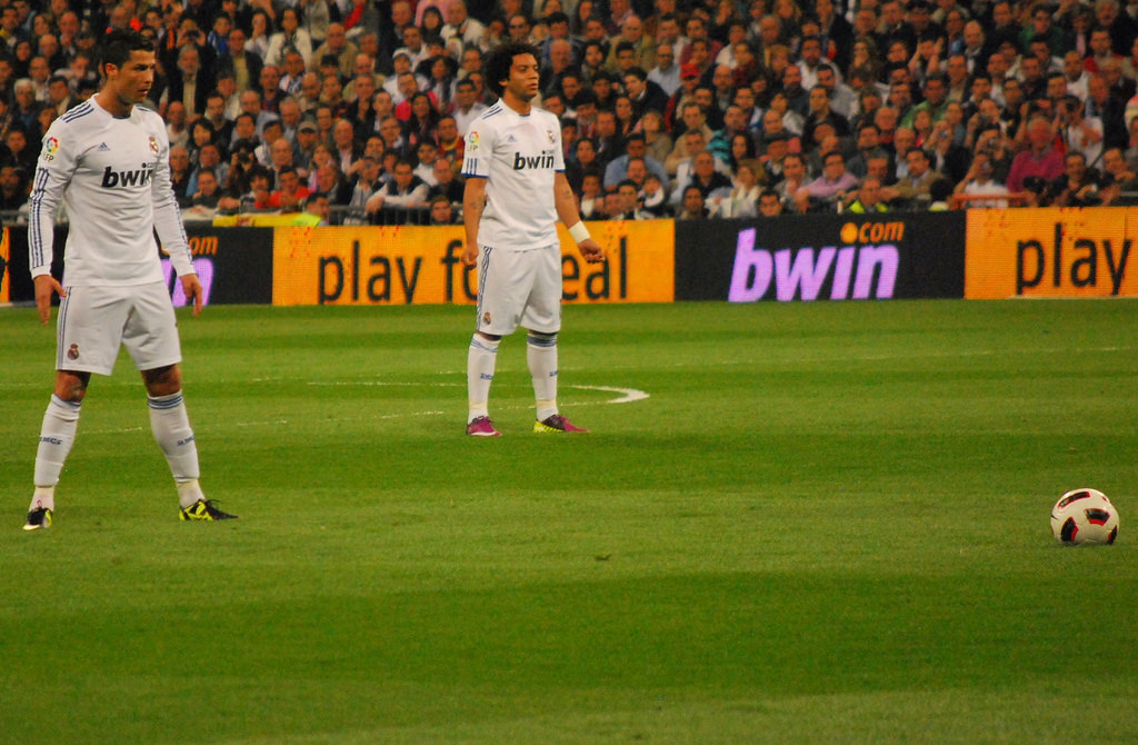 Ronaldo sets up for a free kick