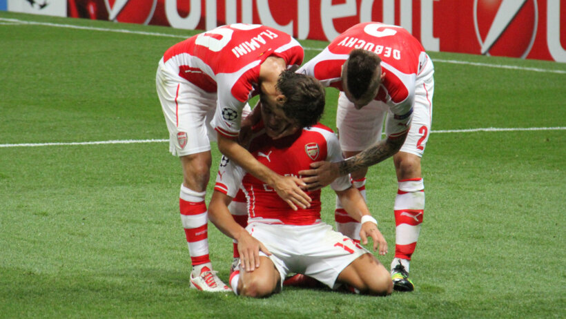 Alexis Sanchez celebrates a goal for Arsenal