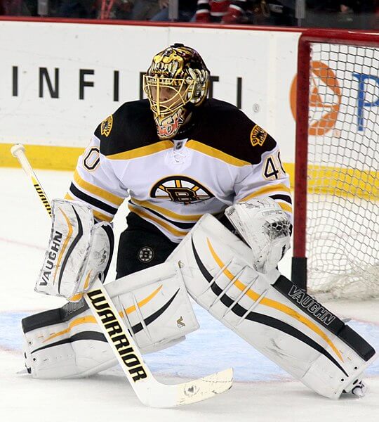 Tuukka Rask in net for Boston.