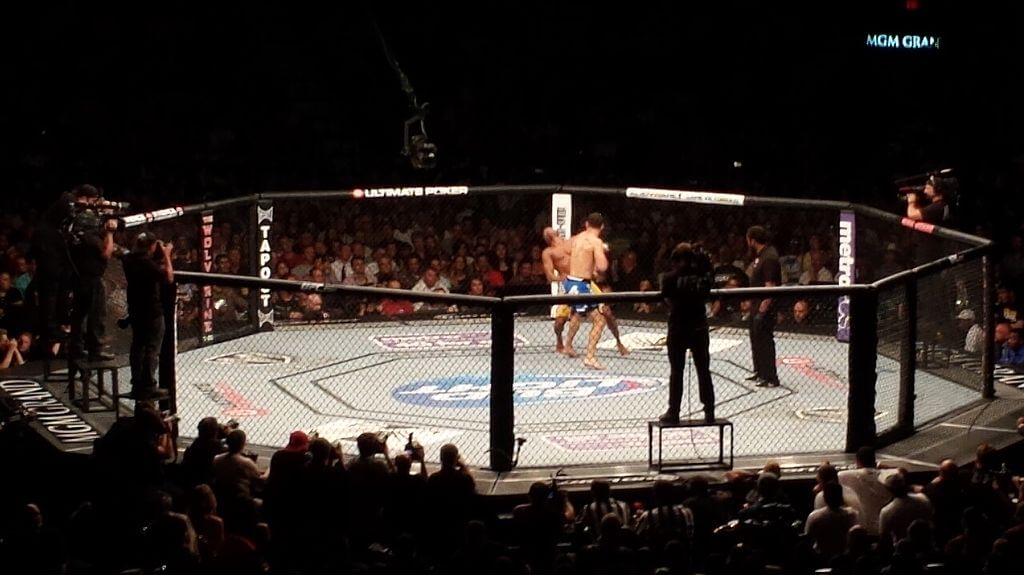 Wide shot of UFC octagon